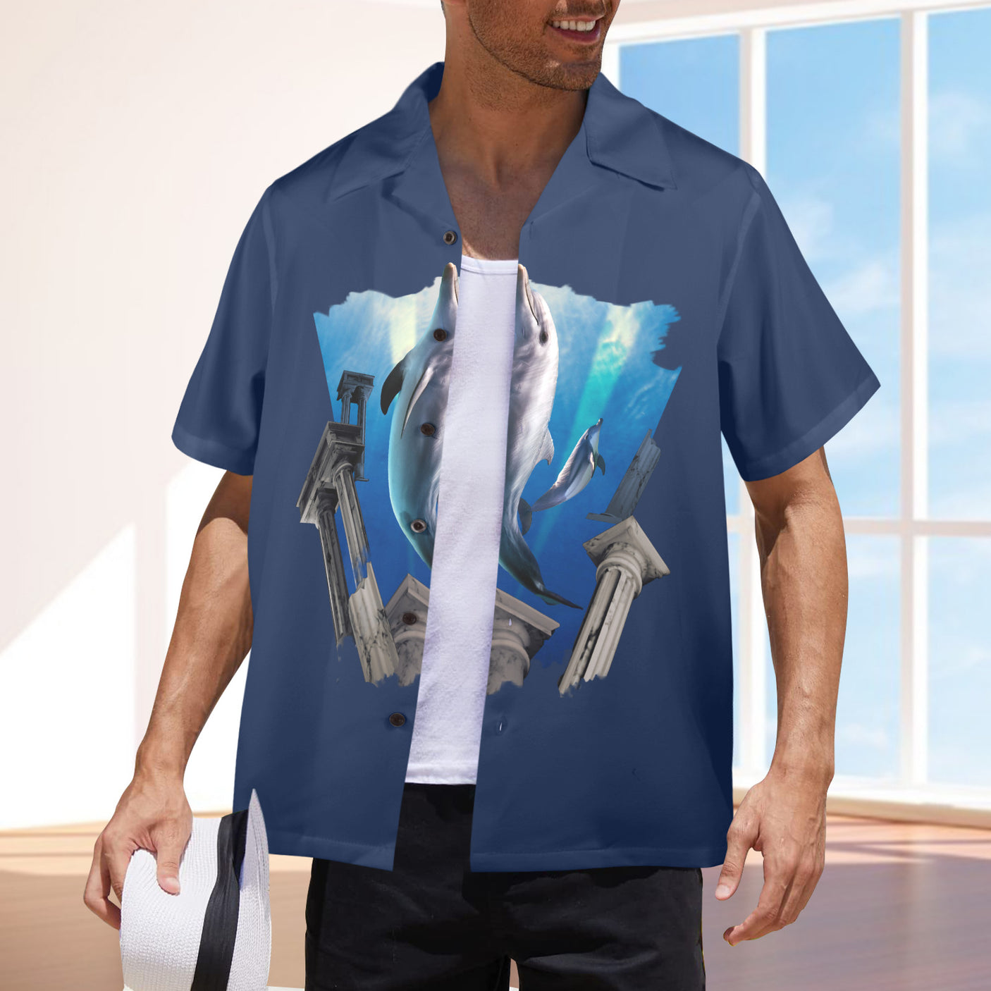 Dolphin Hawaiian Shirt | Button Up Down Shirt