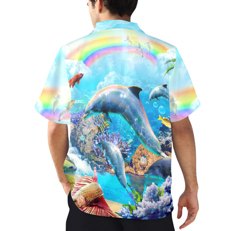 Rainbow Dolphin Hawaiian Shirt