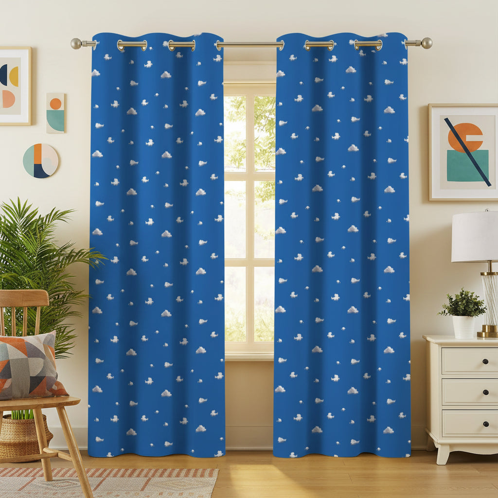 Cloud Window Curtains – Blue Sky Grommet Set, 52 x 84 in
