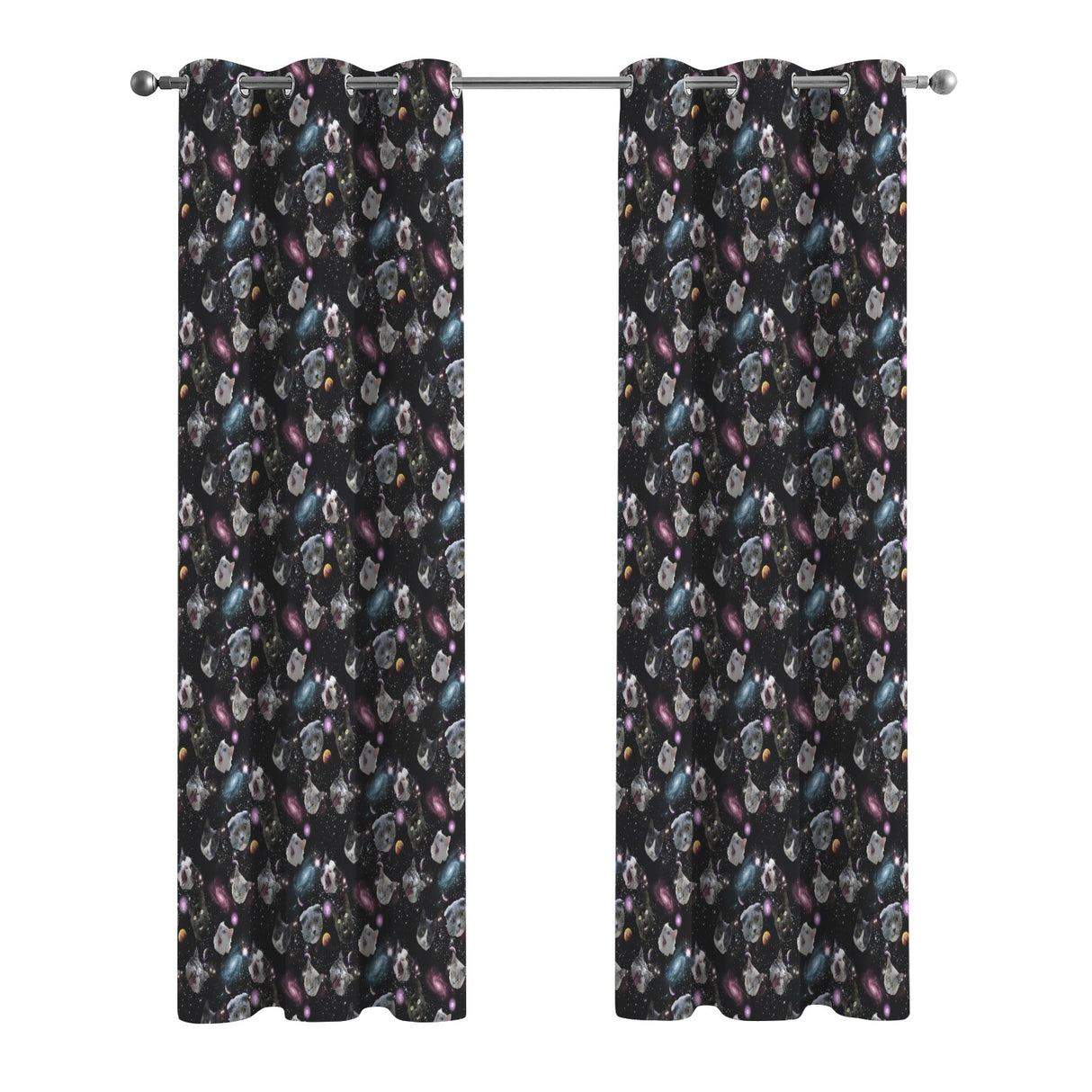Space Guinea Pig Curtains – Galaxy Grommet Set, 52 x 84 in