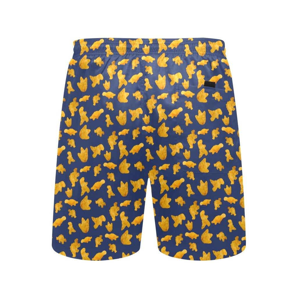 Dinosaur Chicken Nuggets Swim Trunks | Men's Swimming Beach Shorts - Random Galaxy