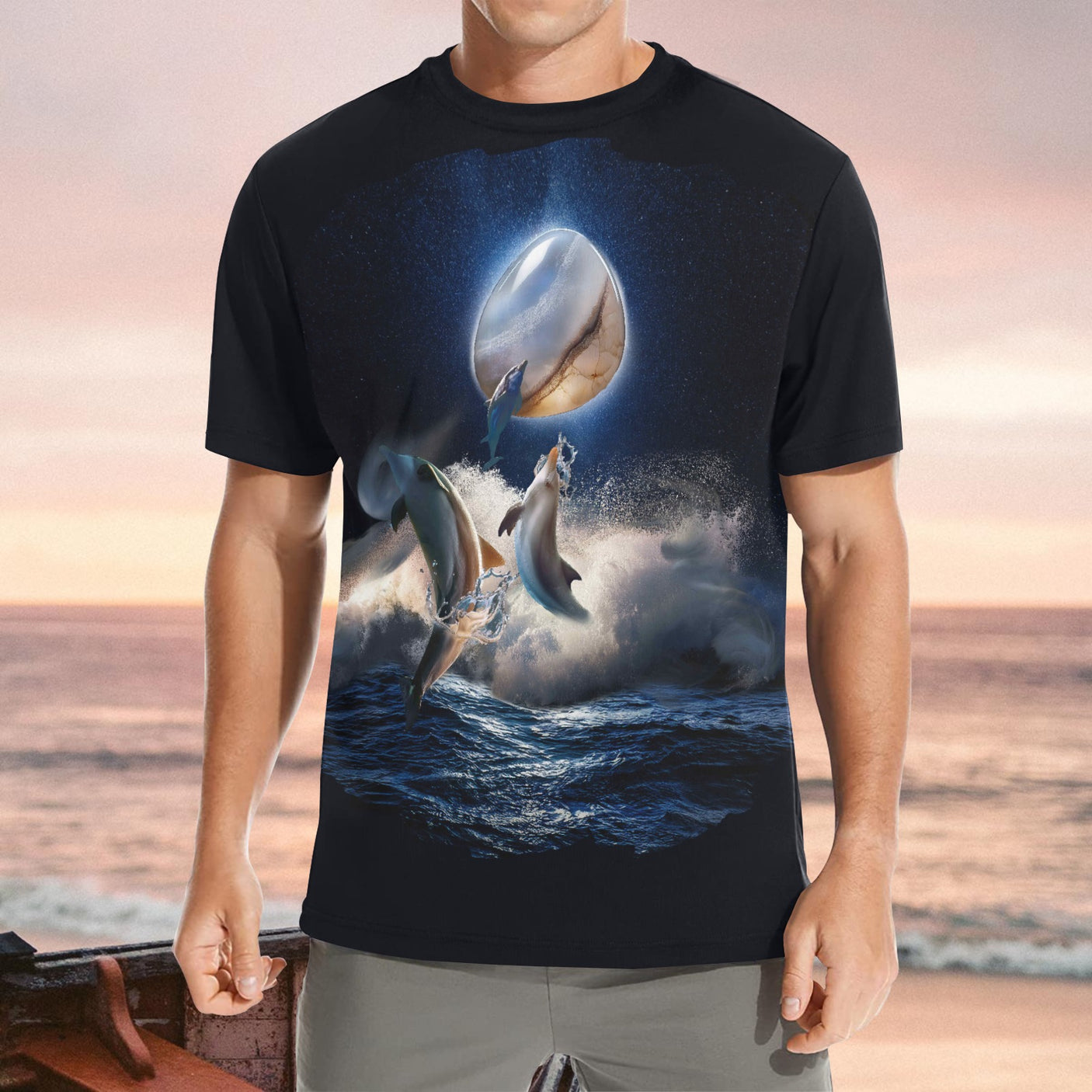 Night Dolphin AOP Shirt | Gemstone Dolphins T-Shirt