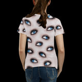 Blue Eyes Pattern Costume Shirt for Women