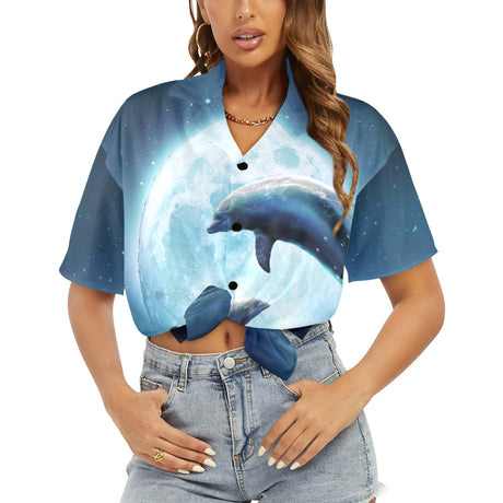 Moon Dolphin Women's Hawaiian Shirt
