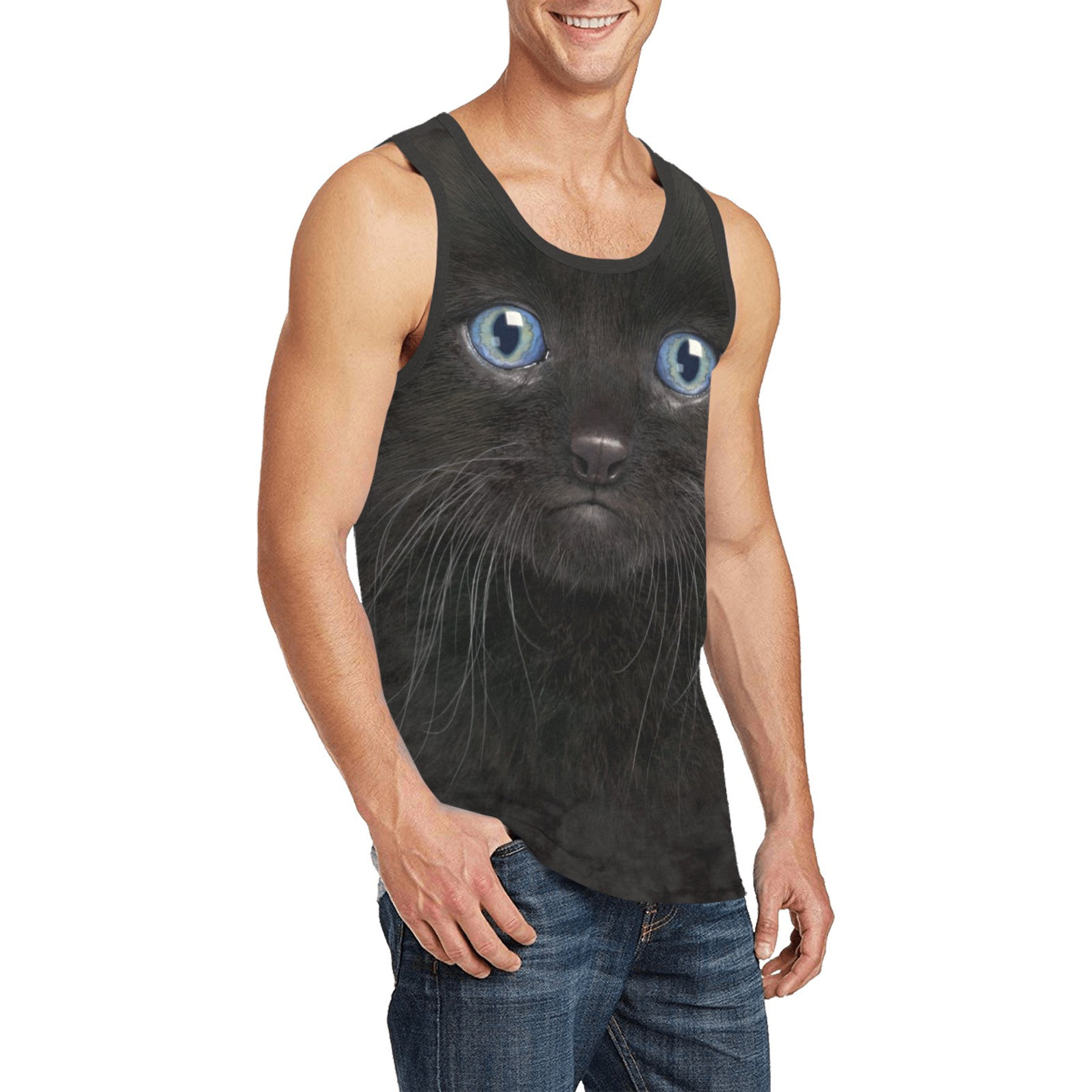 Black Kitten Face Tank Top