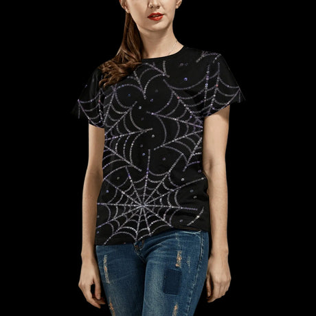 Glossy Spider Web Costume Shirt for Women