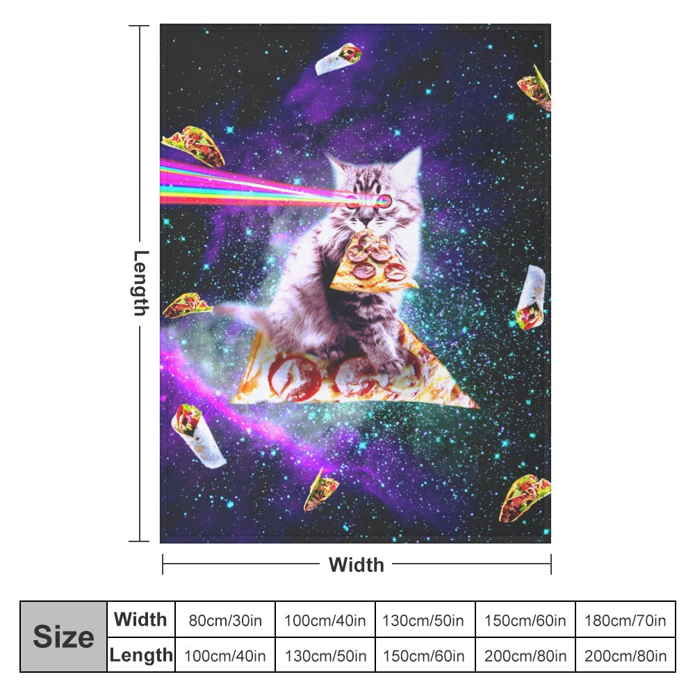 Space Pizza Cat Throw Blanket