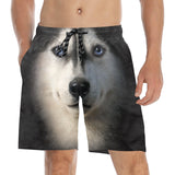 Siberian Husky Face Swim Trunks | Men's Swimming Beach Shorts