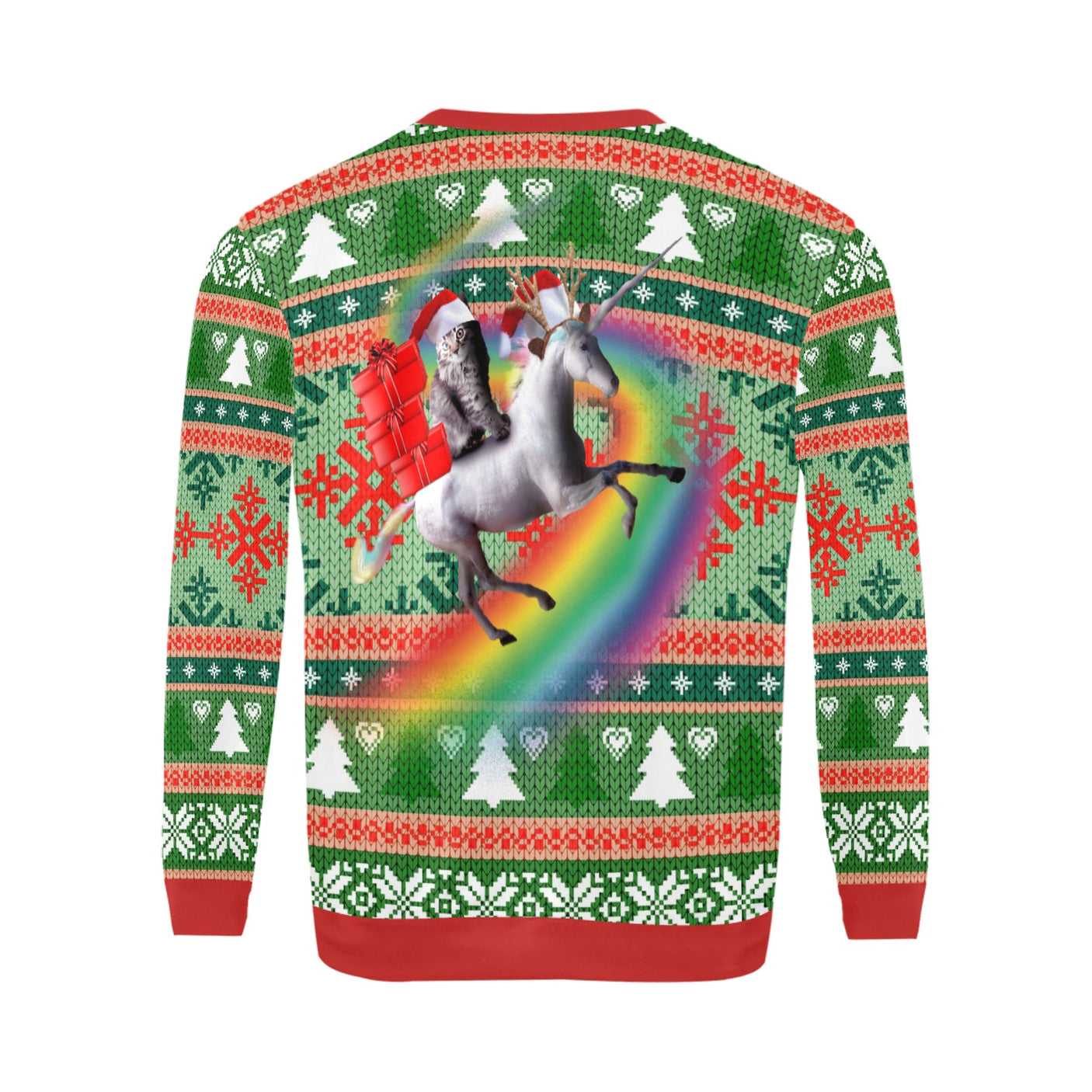 Cat Riding Unicorn Ugly Christmas Sweater