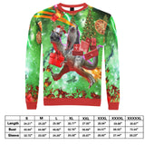 Cat Riding Dinosaur Ugly Christmas Sweater