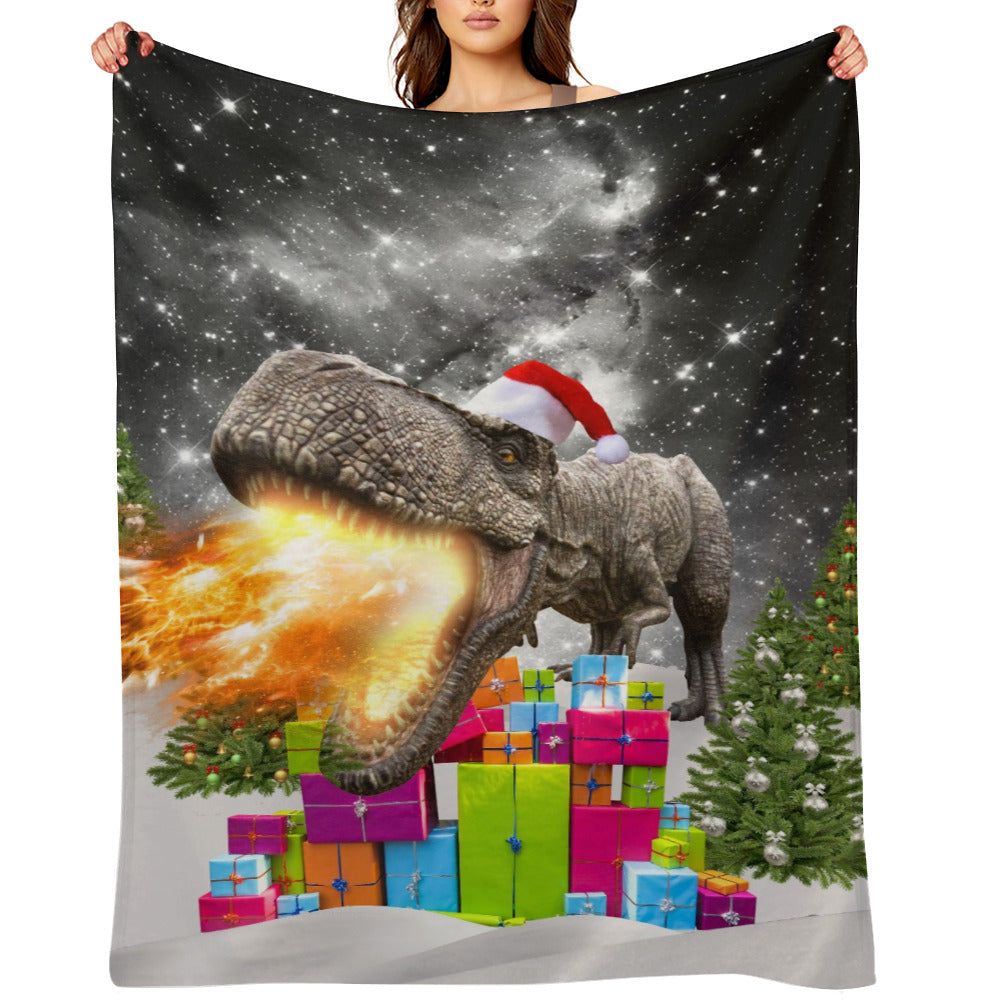 Dinosaur Santa Christmas Throw Blanket