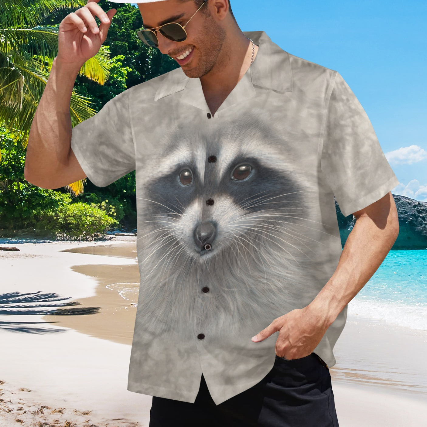 Raccoon Face Hawaiian Shirt