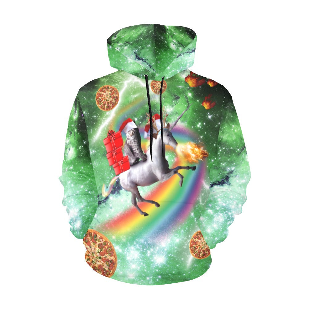 Cat Riding Unicorn Ugly Christmas Sweater Hoodie