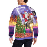 Santa Riding Dinosaur Ugly Christmas Sweater