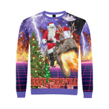 Santa Riding Dinosaur Ugly Christmas Sweater