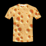 Photoreal Swiss cheese pattern with rounded holes on men's t-shirts