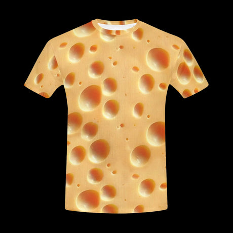 Photoreal Swiss cheese pattern with rounded holes on men's t-shirts