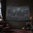 Faces Behind the Wall 90 × 60 inch Halloween tapestry in a haunted Victorian room