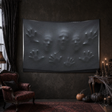 Faces Behind the Wall 90 × 60 inch Halloween tapestry in a haunted Victorian room