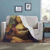 Chicken Mona Lisa Throw Blanket
