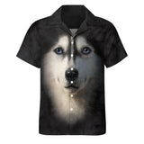 Siberian Husky Face Hawaiian Shirt | Button Up Down Shirt