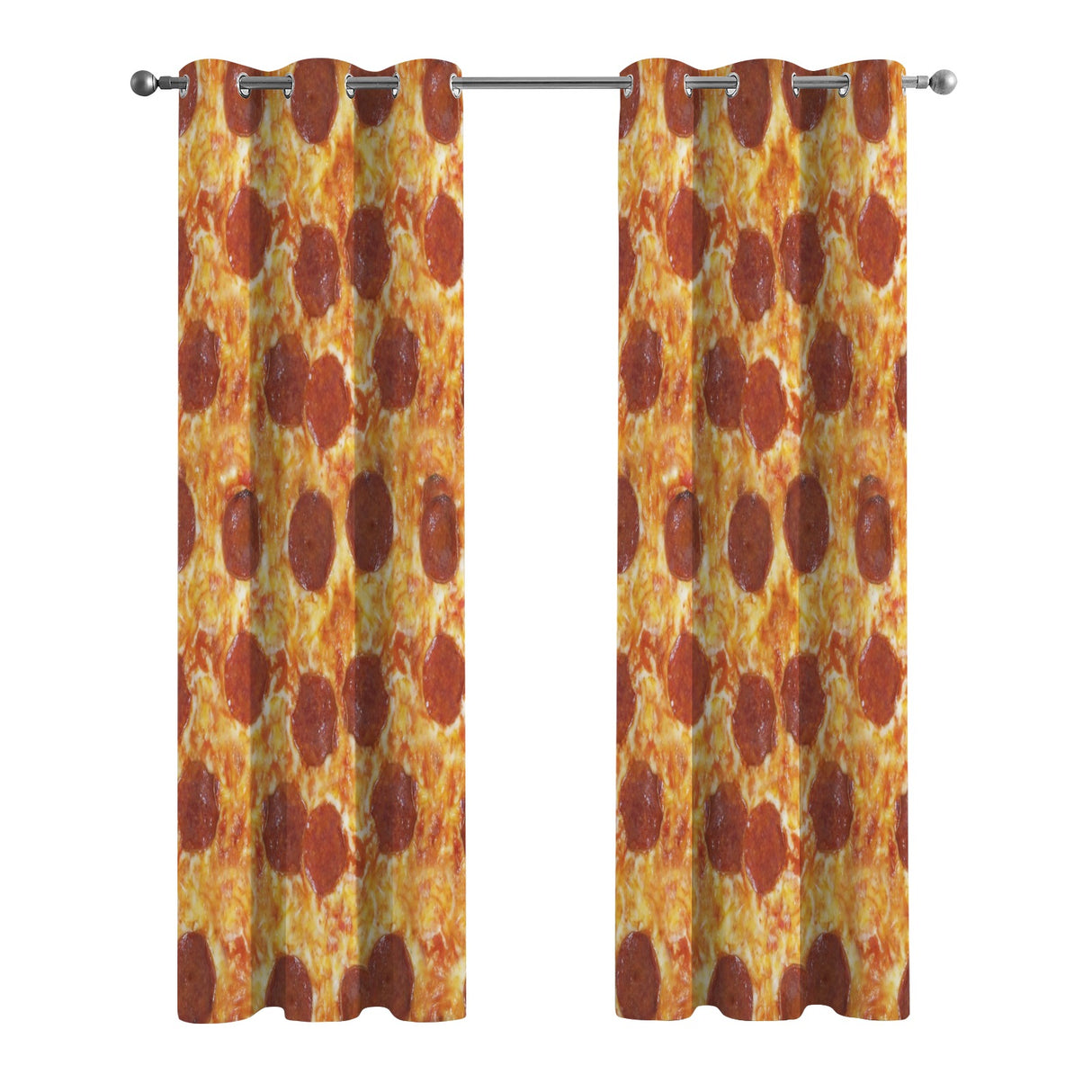 Pepperoni Pizza Curtains – Funny Food Grommet Set, 52 x 84 in