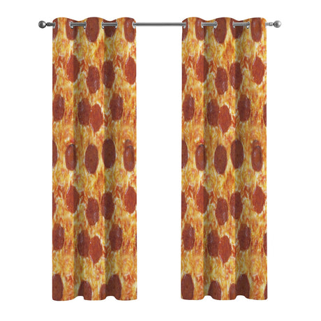 Pepperoni Pizza Curtains – Funny Food Grommet Set, 52 x 84 in