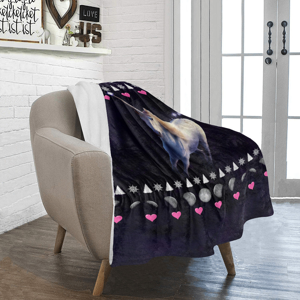 Moon Unicorn Christmas Throw Blanket