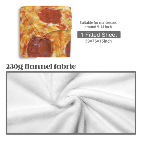 Pepperoni Pizza Twin Fitted Sheet – Funny Bedding, 39 x 75 x 15 in