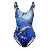 Moon Dolphin One Piece Swimsuit - Random Galaxy