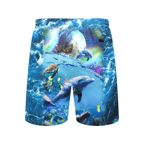 Space Dolphin Swim Trunks | Men's Swimming Beach Shorts - Random Galaxy