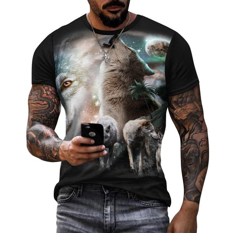 Tropical Wolf Howling Shirt - Random Galaxy