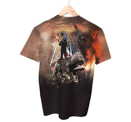 Abe Lincoln Riding Dinosaur Shirt | AOP 3D Tee Shirts - Random Galaxy Official