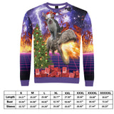 Cat Riding Dinosaur Ugly Christmas Sweater - Random Galaxy