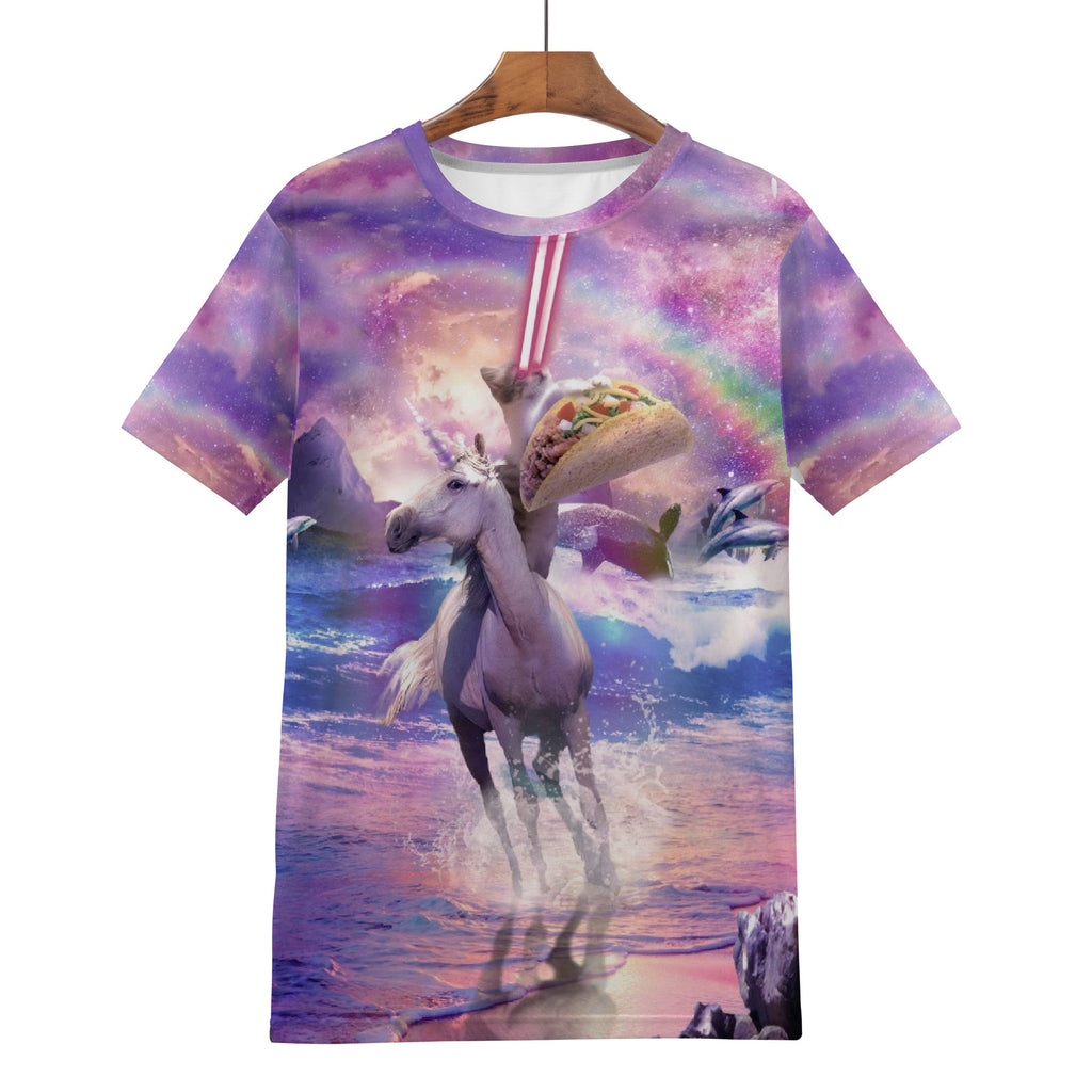 Cat Riding Unicorn Beach Shirt | AOP 3D Tee Shirts - Random Galaxy Official