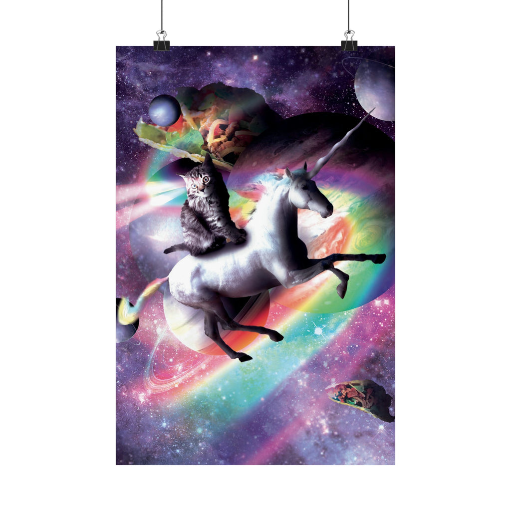 Cat Riding Unicorn Poster - Random Galaxy