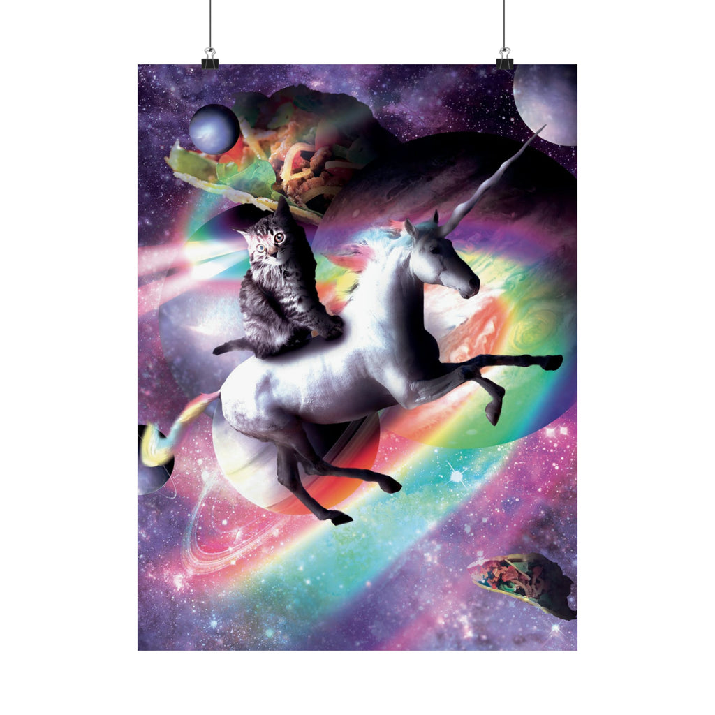 Cat Riding Unicorn Poster - Random Galaxy