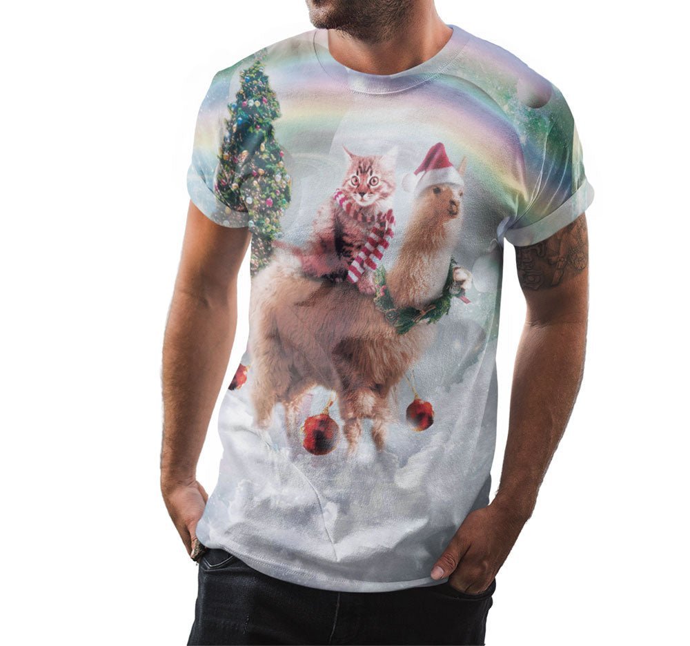 Christmas Cat Llama Shirt | AOP 3D Tee Shirts - Random Galaxy Official