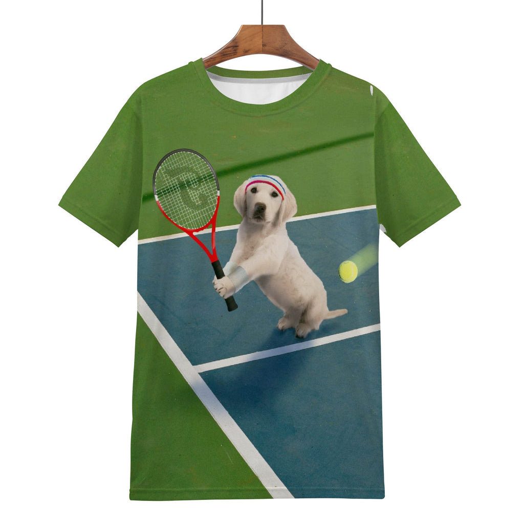 Golden Retriever Dog Playing Tennis Shirt - Random Galaxy