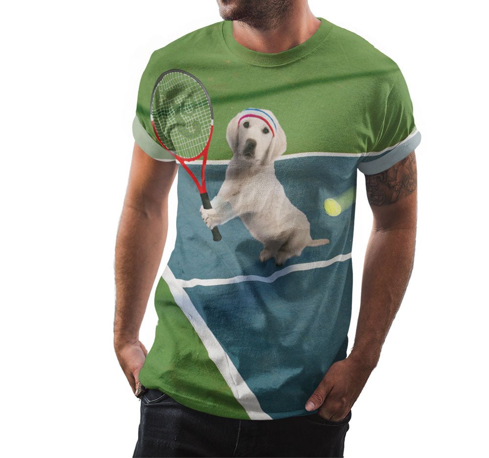 Golden Retriever Dog Playing Tennis Shirt - Random Galaxy Official