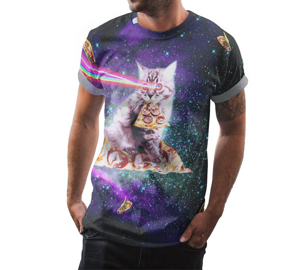 Laser Space Cat Pizza Shirt - Random Galaxy Official