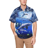 Moon Dolphin Hawaiian Shirt | AOP 3D Tee Shirts - Random Galaxy Official