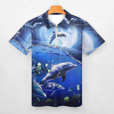 Moon Dolphin Polo Shirt - Random Galaxy