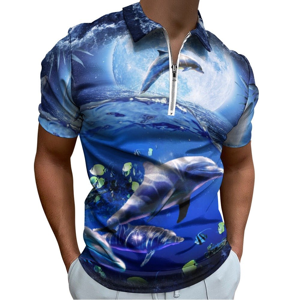 Moon Dolphin Polo Shirt - Random Galaxy