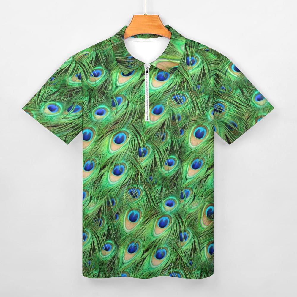 Peacock Feather Polo Shirt - Random Galaxy