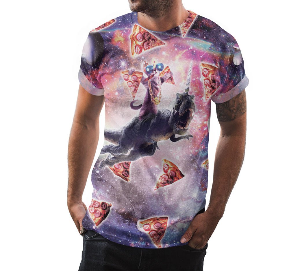 Pizza Cat Riding Dinosaur Shirt - Random Galaxy Official