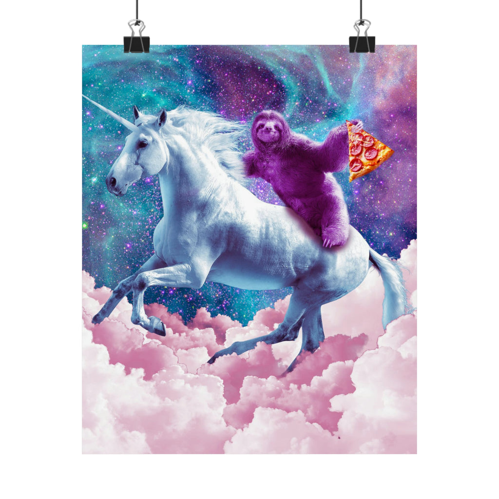 Pizza Sloth Riding Unicorn Poster - Random Galaxy