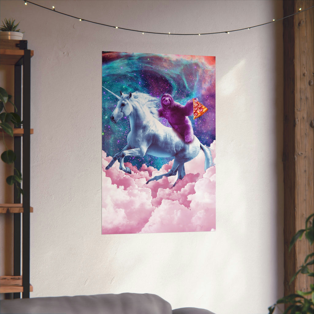 Pizza Sloth Riding Unicorn Poster - Random Galaxy