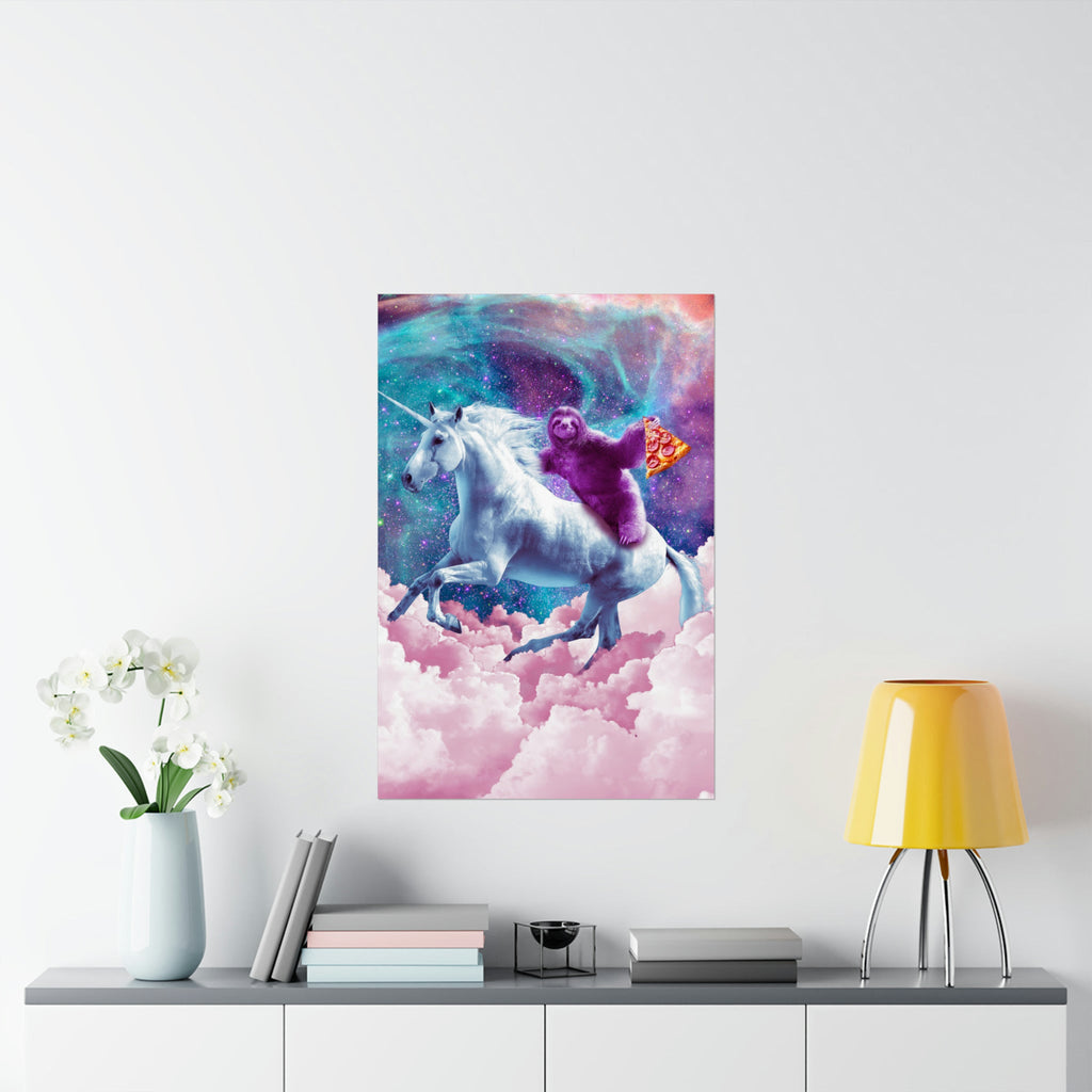 Pizza Sloth Riding Unicorn Poster - Random Galaxy
