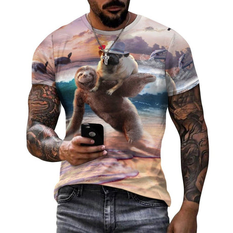 Pug Riding Sloth Shirt - Random Galaxy